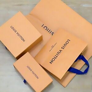 Louis Vuitton Orange 2 Boxes and 2 Sopping paper bags Lot